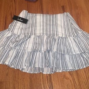 Lulus striped ruffle skirt